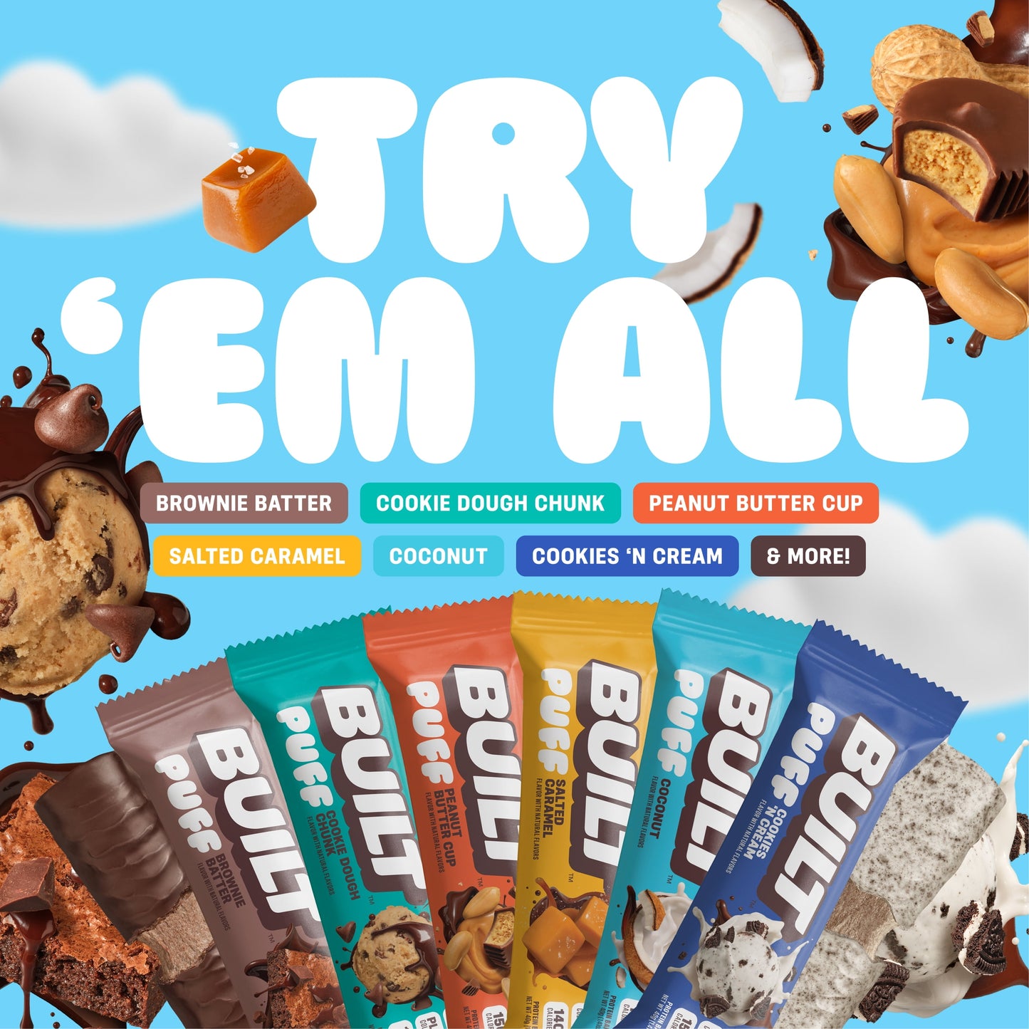 , Puff Protein Snack Bars, Coconut Puff, 17G Protein, Collagen, Gluten Free, 12Ct Box